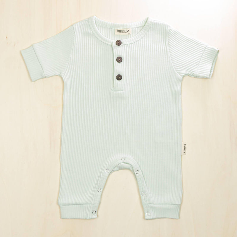 KIANAO Baby One-Pieces Pale Turquoise / 1-3 M Romper Suit Organic Cotton