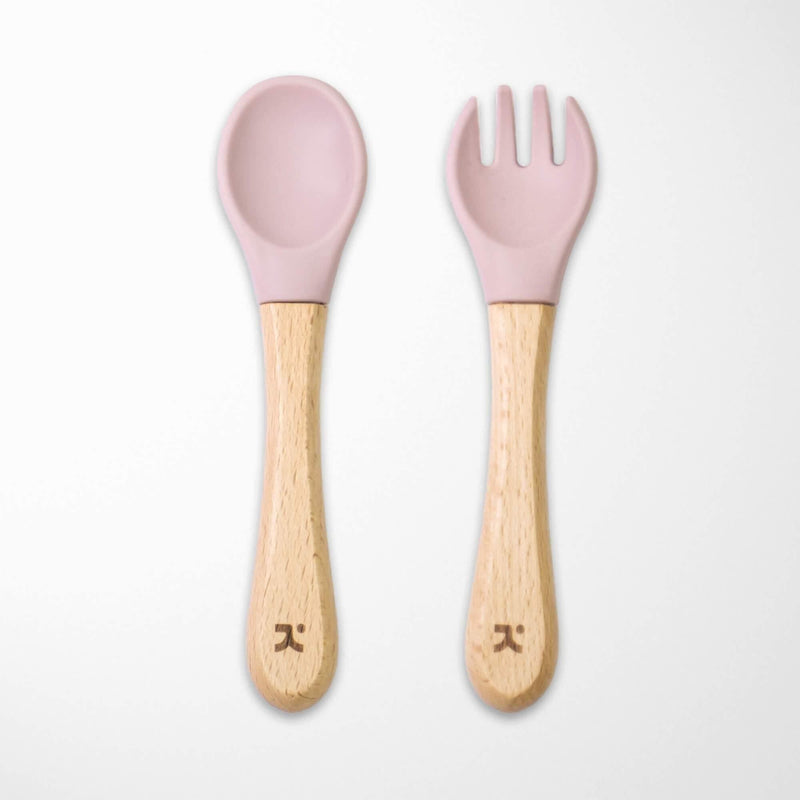 KIANAO Flatware Sets Light Pink Bamboo Spoon and Fork Set