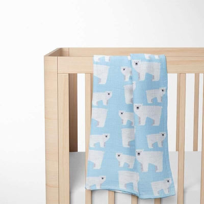 KIANAO Swaddling Blankets Polar Bear Organic Cotton Blankets